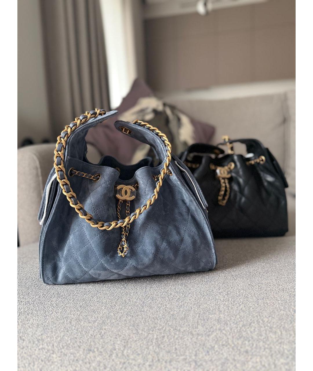CHANEL Синяя замшевая сумка через плечо, фото 2