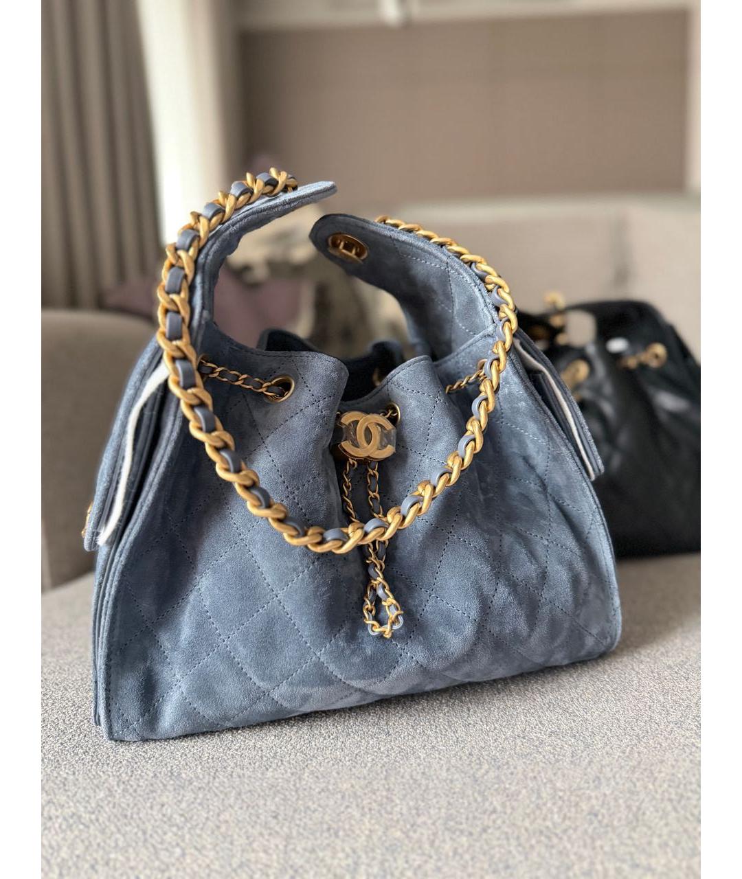 CHANEL Синяя замшевая сумка через плечо, фото 7