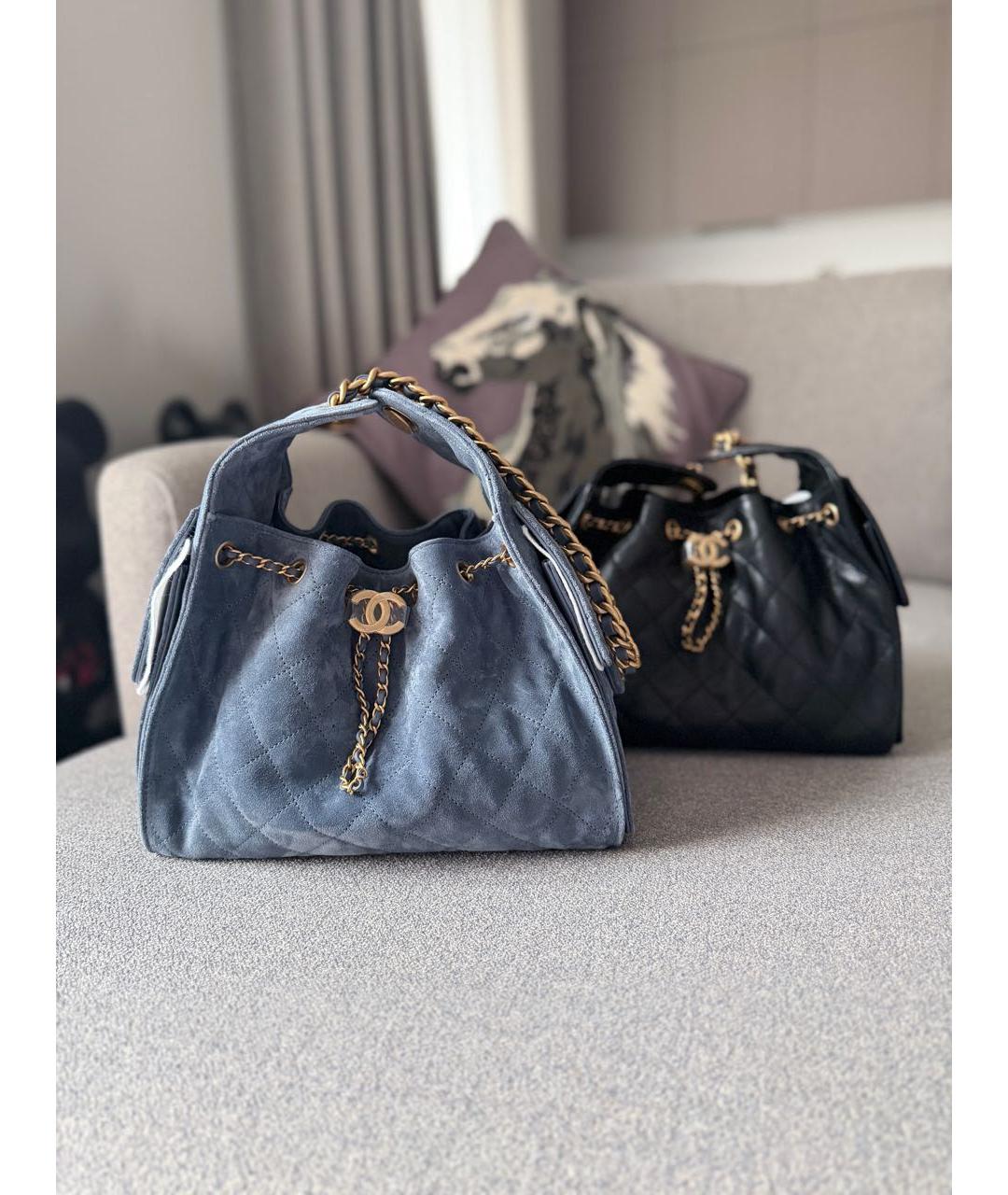 CHANEL Синяя замшевая сумка через плечо, фото 6