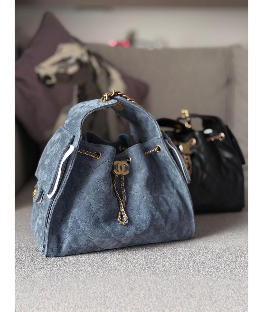 CHANEL Синяя замшевая сумка через плечо, фото 4