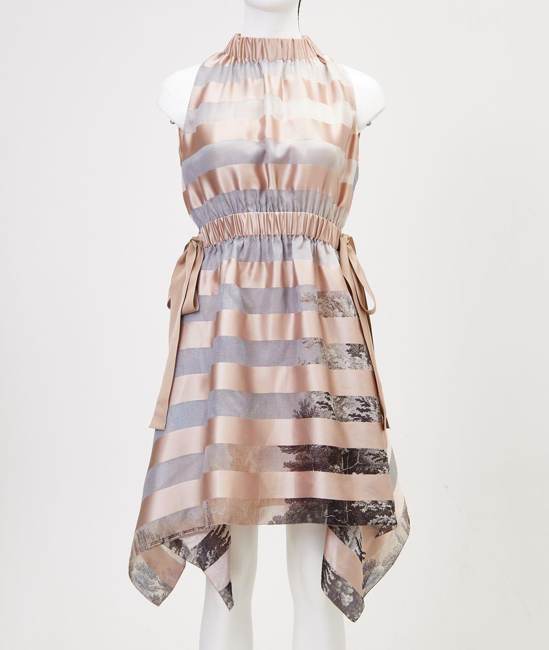 FENDI Бежевое шелковое повседневное платье, фото 5