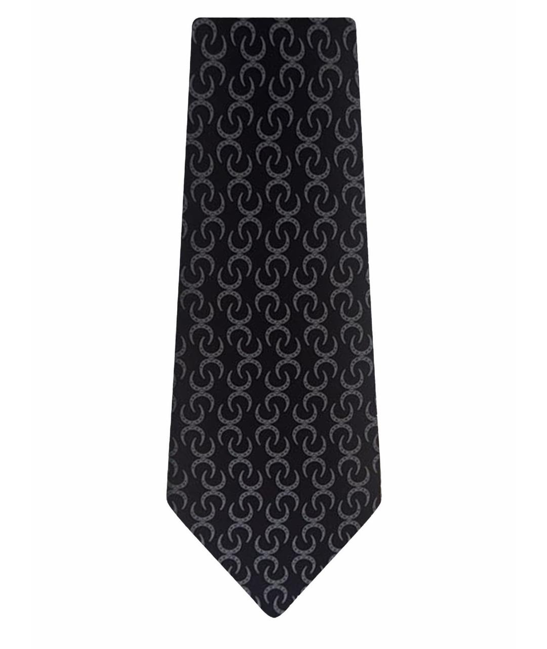 HERMES Темно-синий шелковый галстук, фото 1