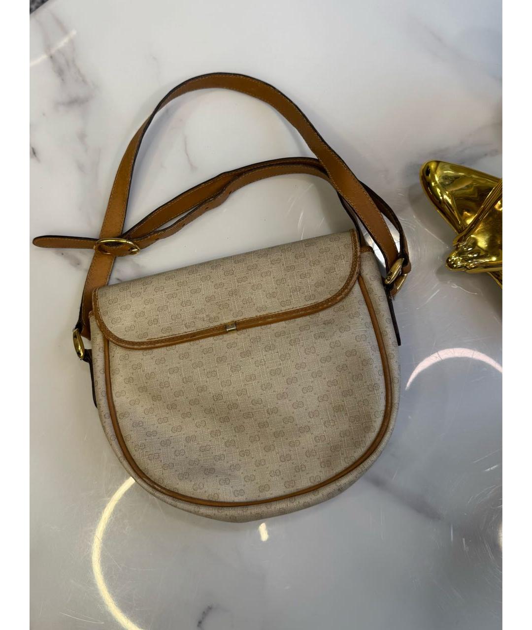GUCCI Бежевая кожаная сумка через плечо, фото 4