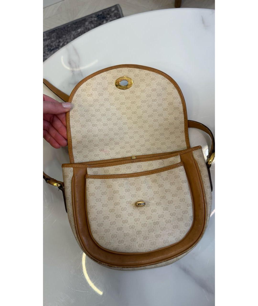 GUCCI Бежевая кожаная сумка через плечо, фото 5