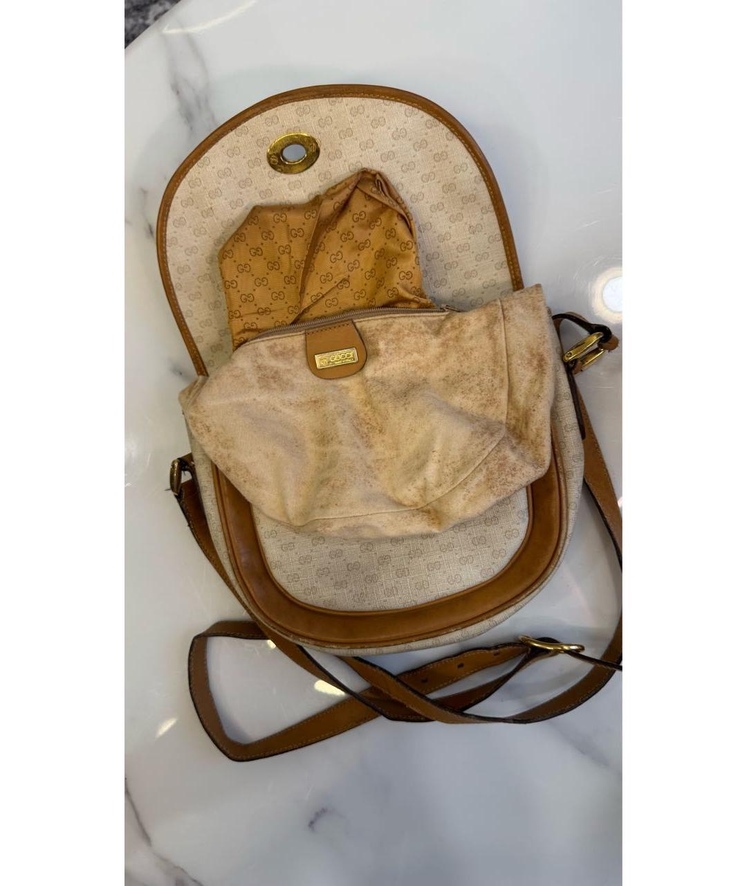 GUCCI Бежевая кожаная сумка через плечо, фото 6