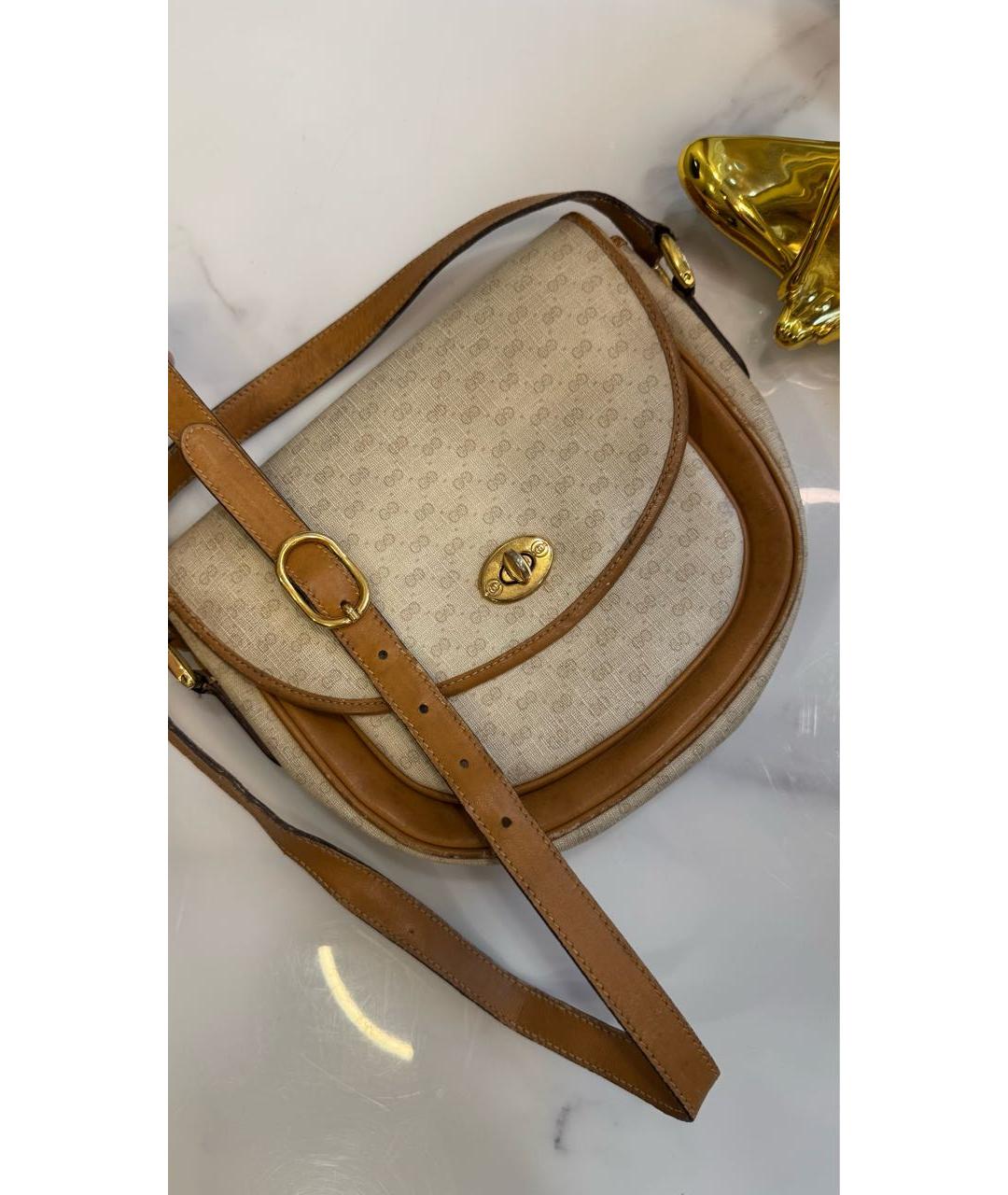 GUCCI Бежевая кожаная сумка через плечо, фото 3