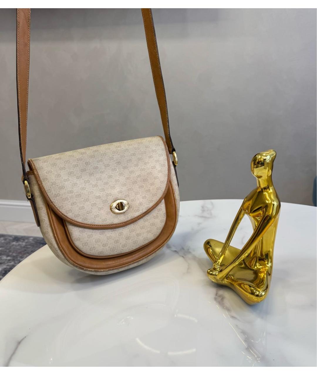 GUCCI Бежевая кожаная сумка через плечо, фото 2