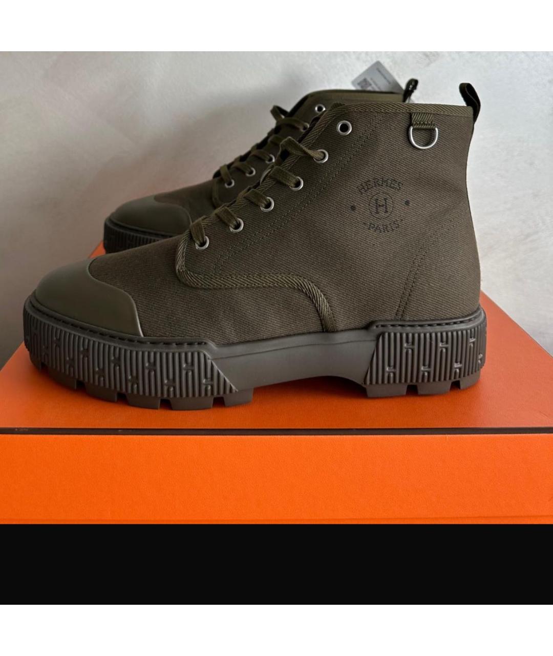 HERMES Хаки высокие ботинки, фото 8