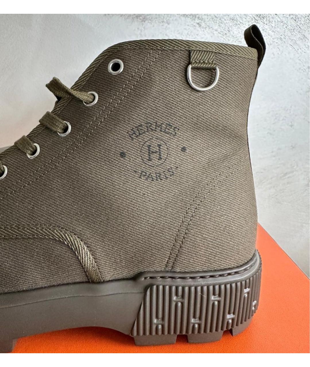 HERMES Хаки высокие ботинки, фото 3