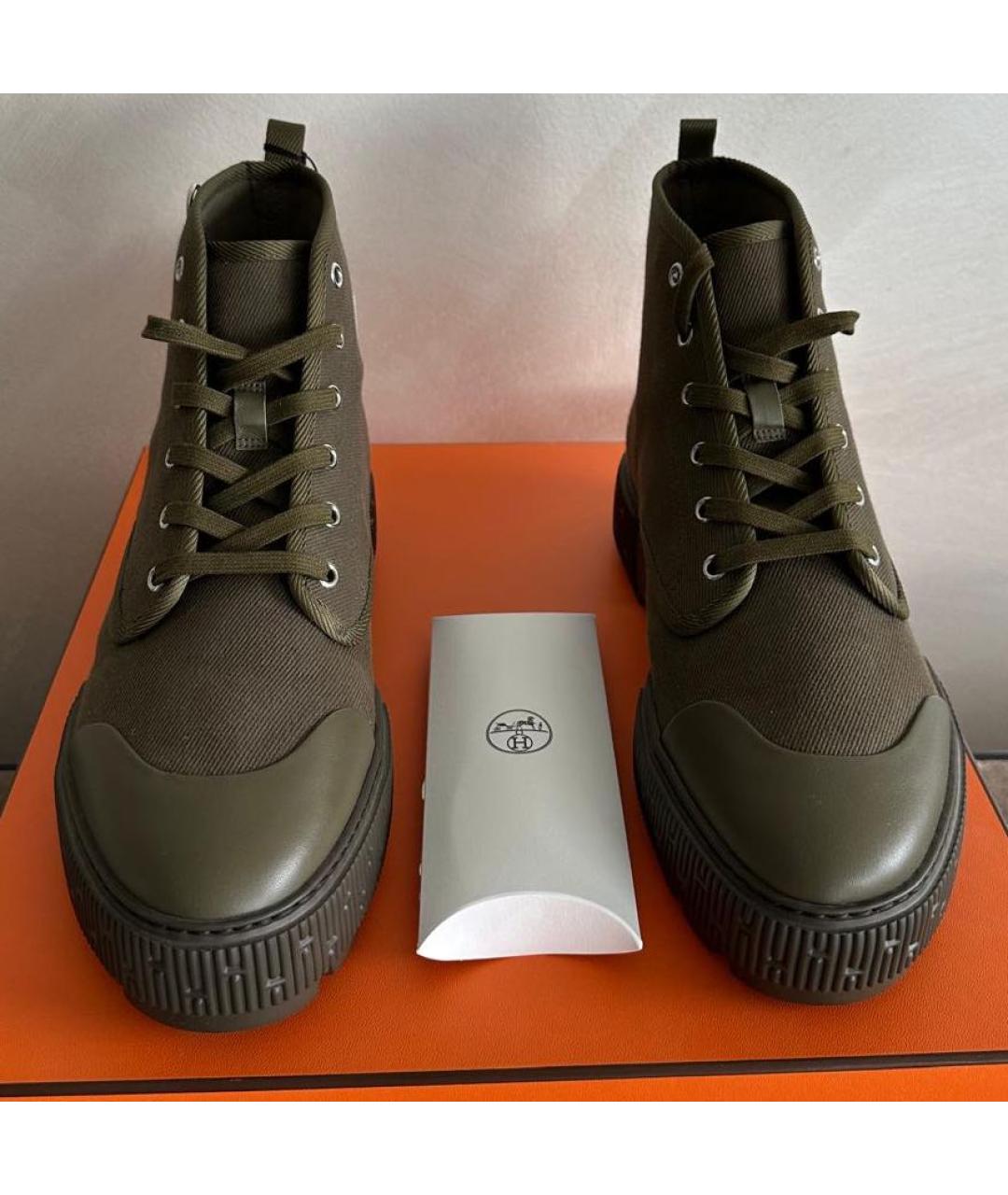 HERMES Хаки высокие ботинки, фото 2