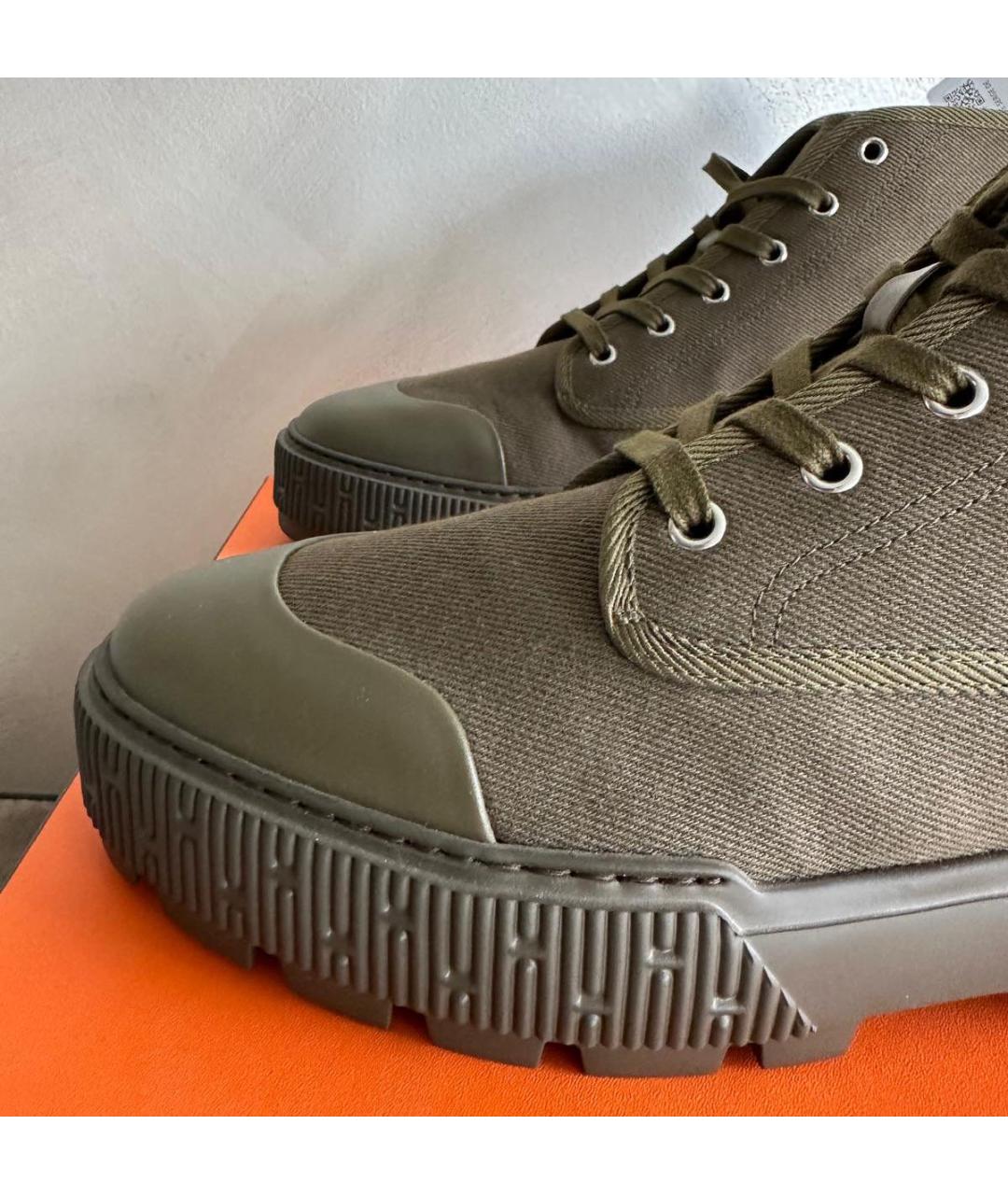 HERMES Хаки высокие ботинки, фото 4