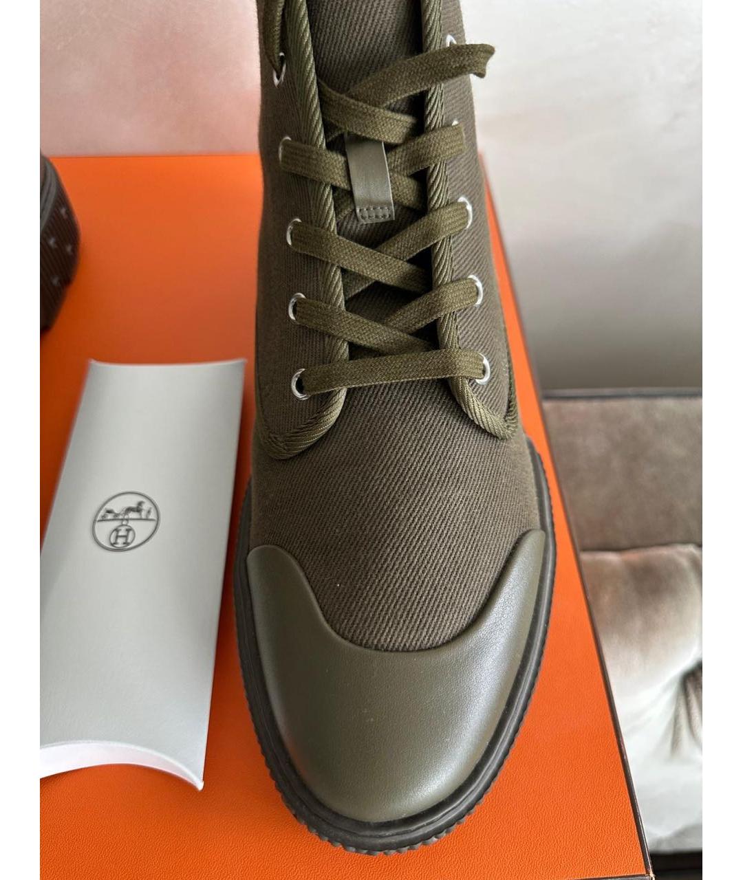 HERMES Хаки высокие ботинки, фото 6