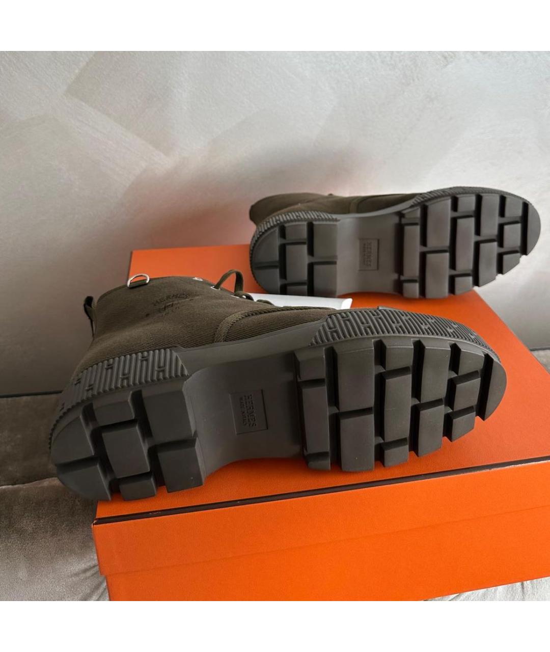 HERMES Хаки высокие ботинки, фото 5