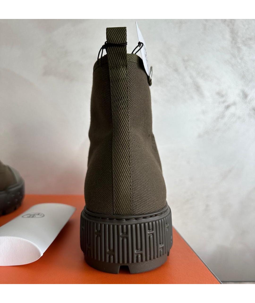 HERMES Хаки высокие ботинки, фото 7