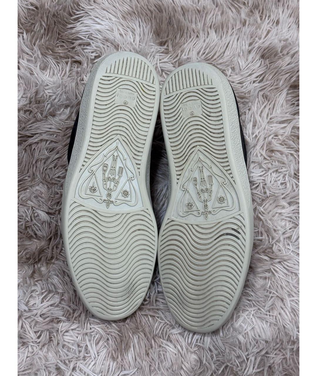 GUCCI Черные низкие кроссовки / кеды из искусственной кожи, фото 7