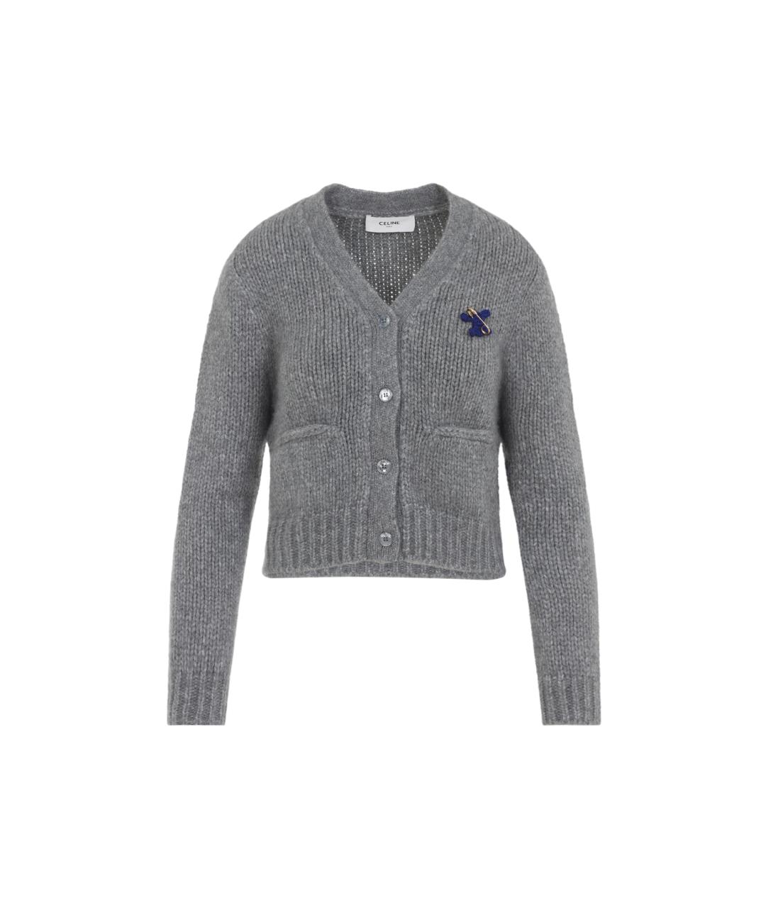 CELINE Серый кашемировый кардиган, фото 1