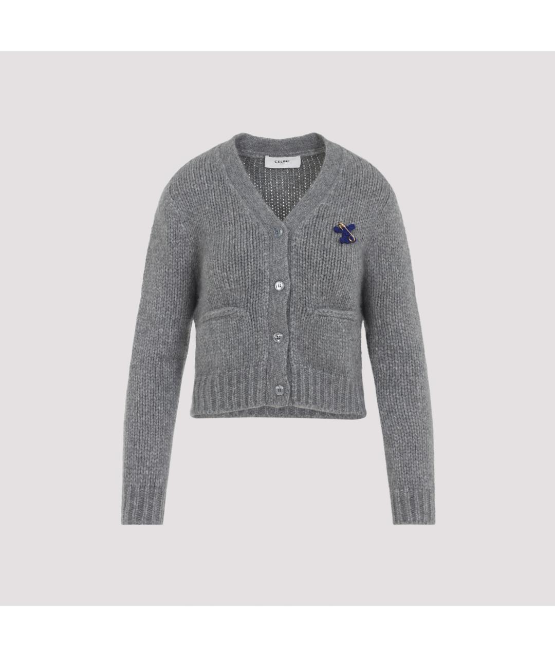 CELINE Серый кашемировый кардиган, фото 3