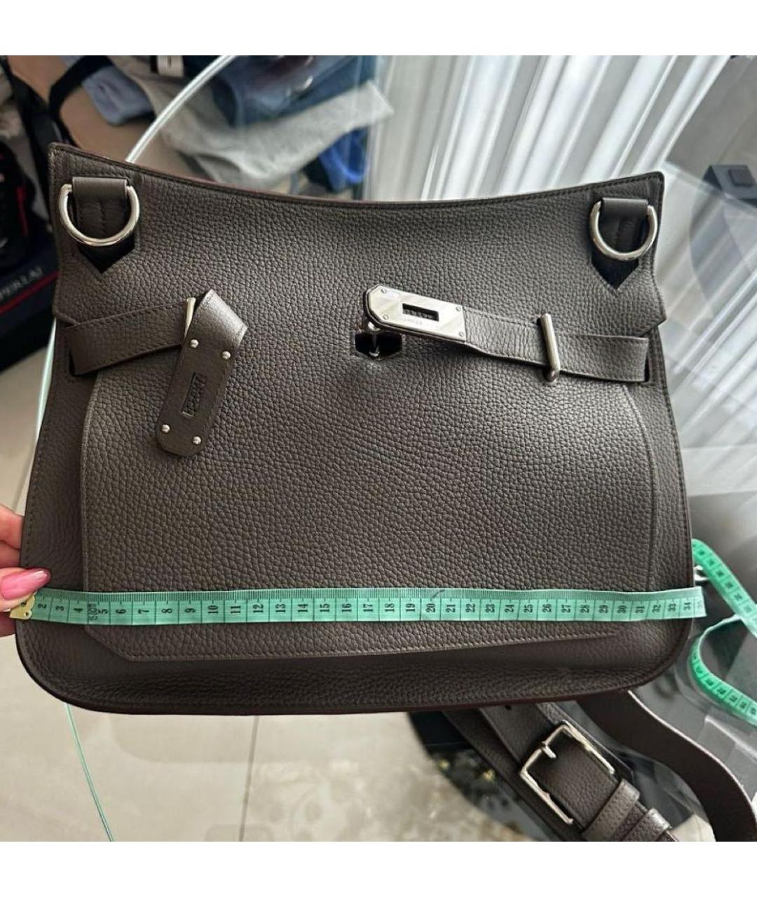 HERMES Серая кожаная сумка с короткими ручками, фото 7