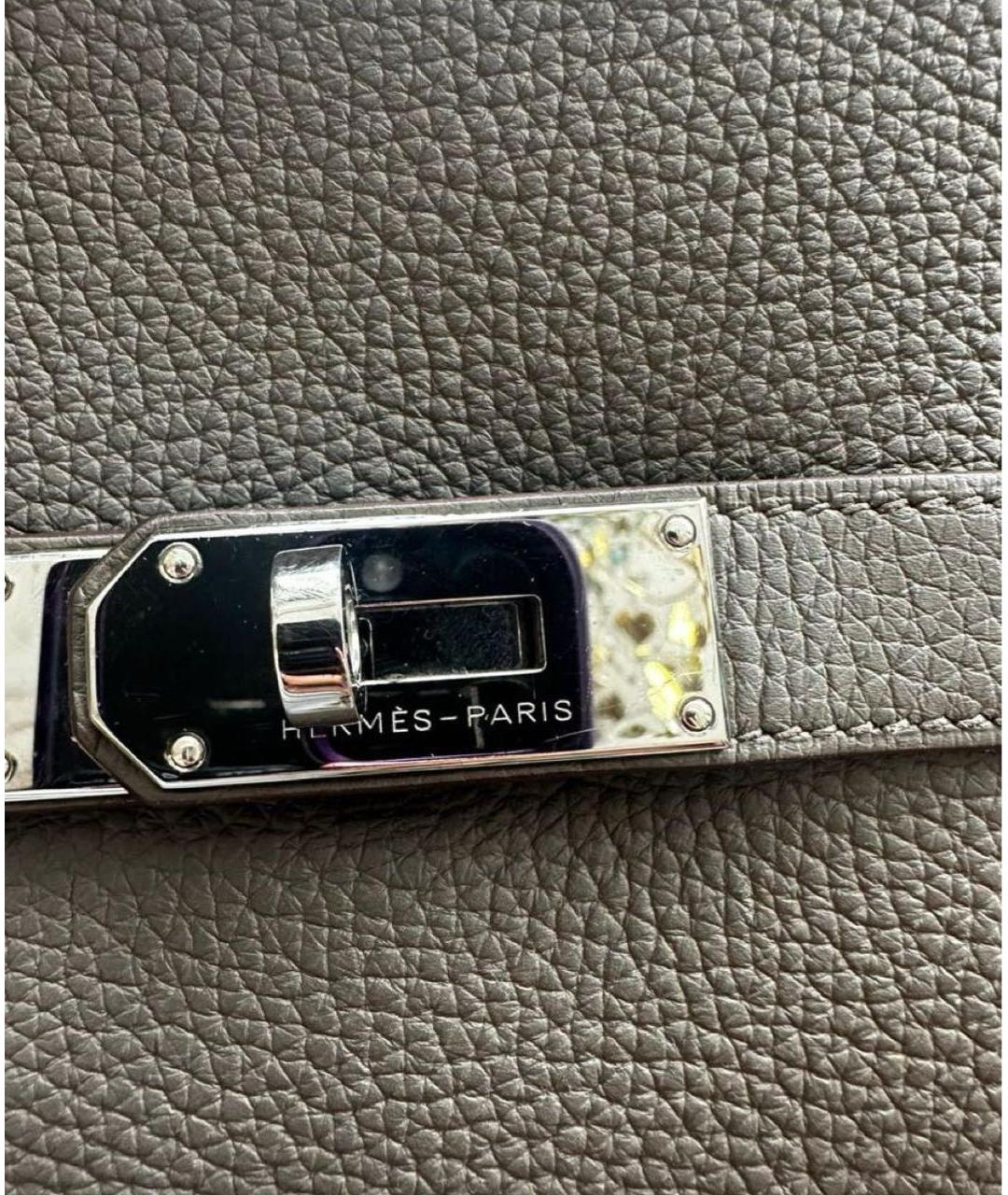 HERMES Серая кожаная сумка с короткими ручками, фото 2