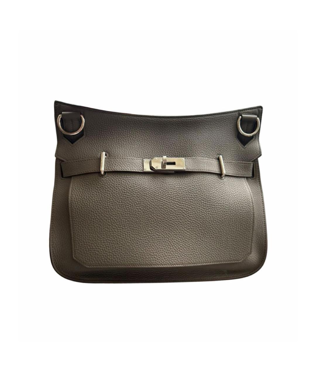 HERMES Серая кожаная сумка с короткими ручками, фото 1