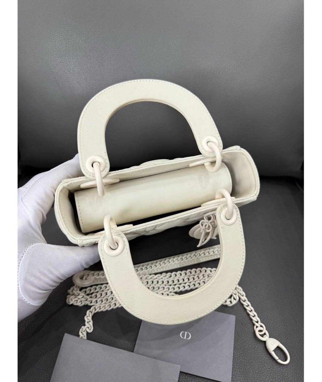 CHRISTIAN DIOR Белая кожаная сумка через плечо, фото 5