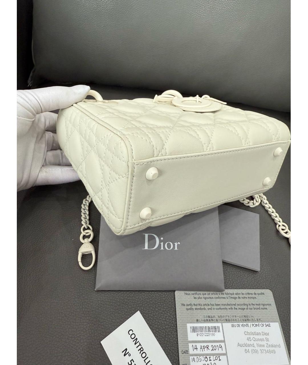 CHRISTIAN DIOR Белая кожаная сумка через плечо, фото 2