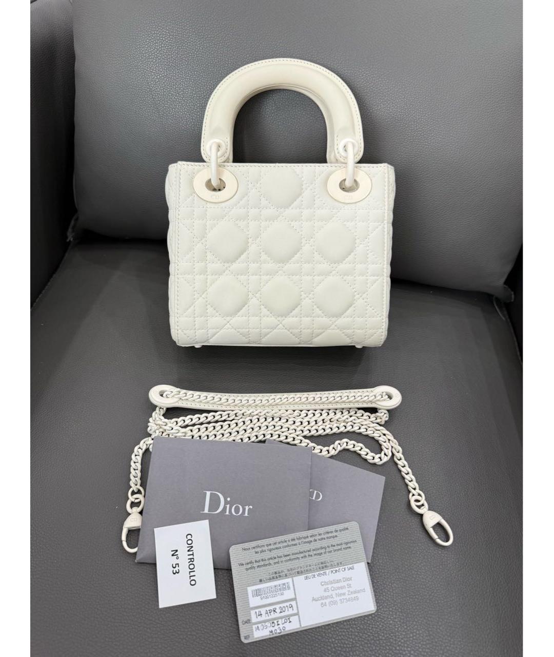 CHRISTIAN DIOR Белая кожаная сумка через плечо, фото 3