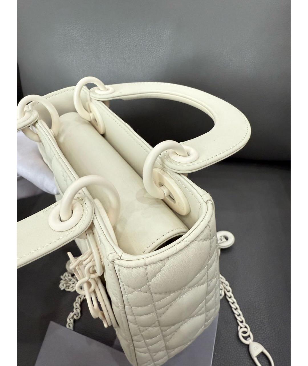 CHRISTIAN DIOR Белая кожаная сумка через плечо, фото 6