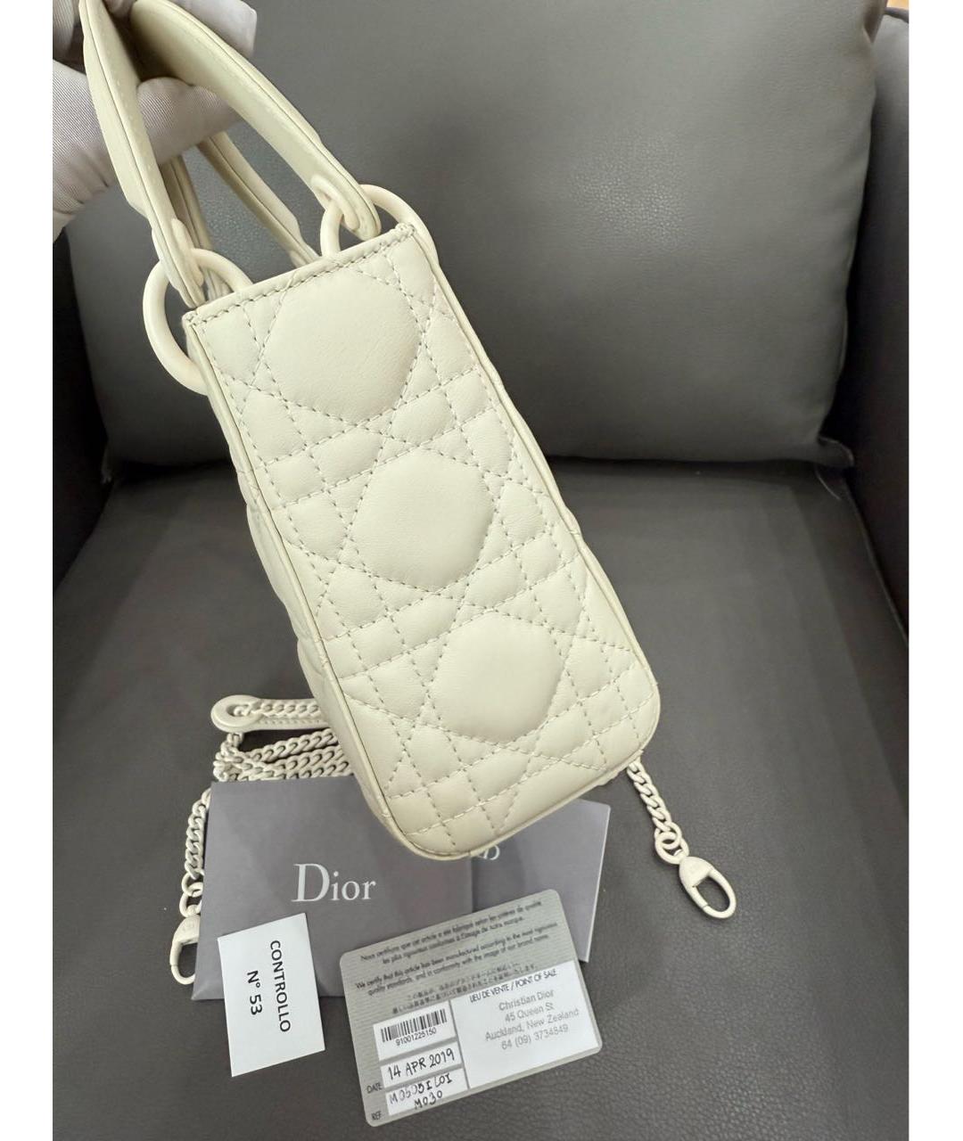 CHRISTIAN DIOR Белая кожаная сумка через плечо, фото 4