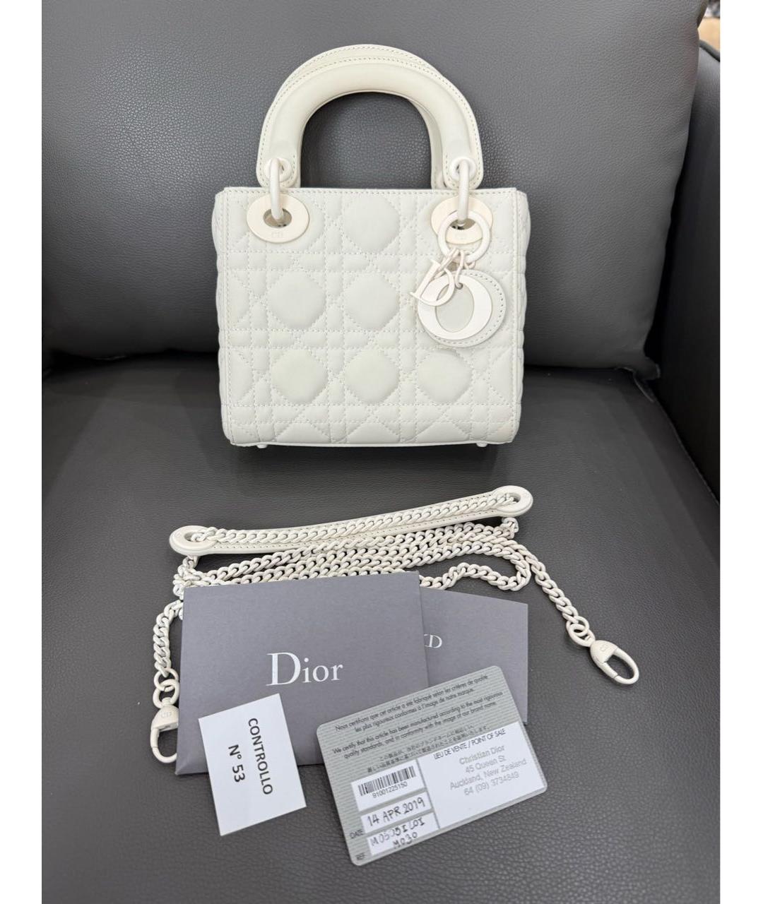 CHRISTIAN DIOR Белая кожаная сумка через плечо, фото 7