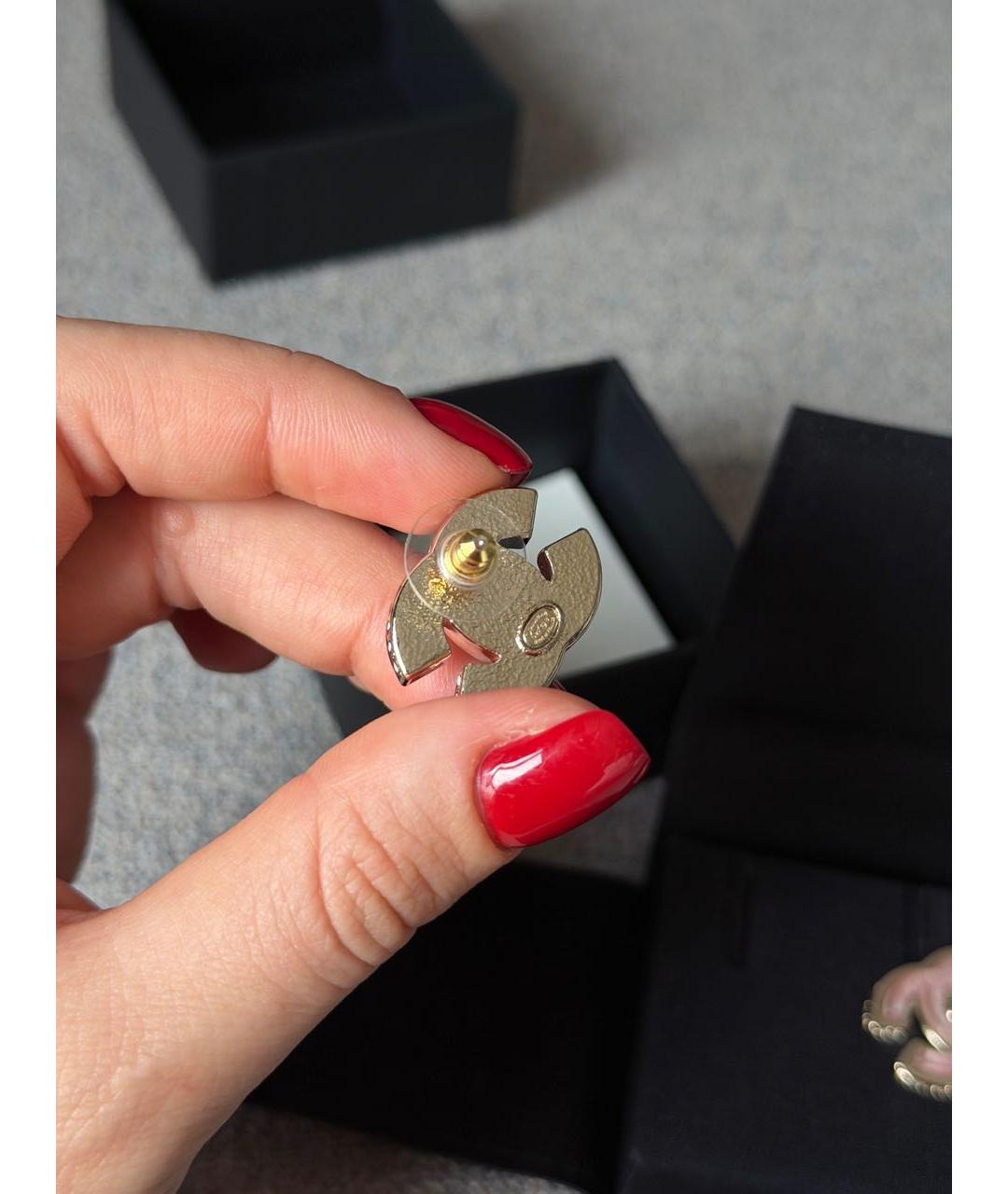 CHANEL Розовые металлические серьги, фото 4