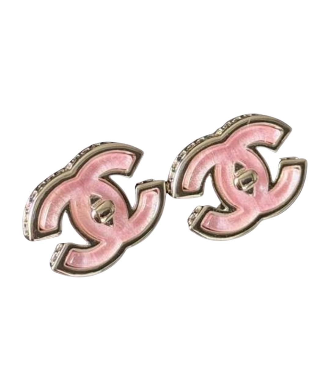 CHANEL Розовые металлические серьги, фото 1