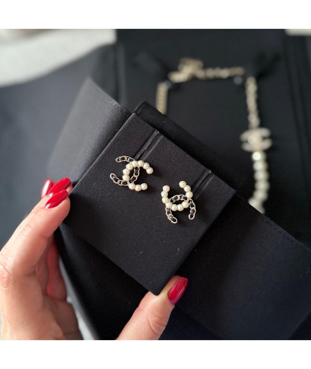 CHANEL Черные металлические серьги, фото 4