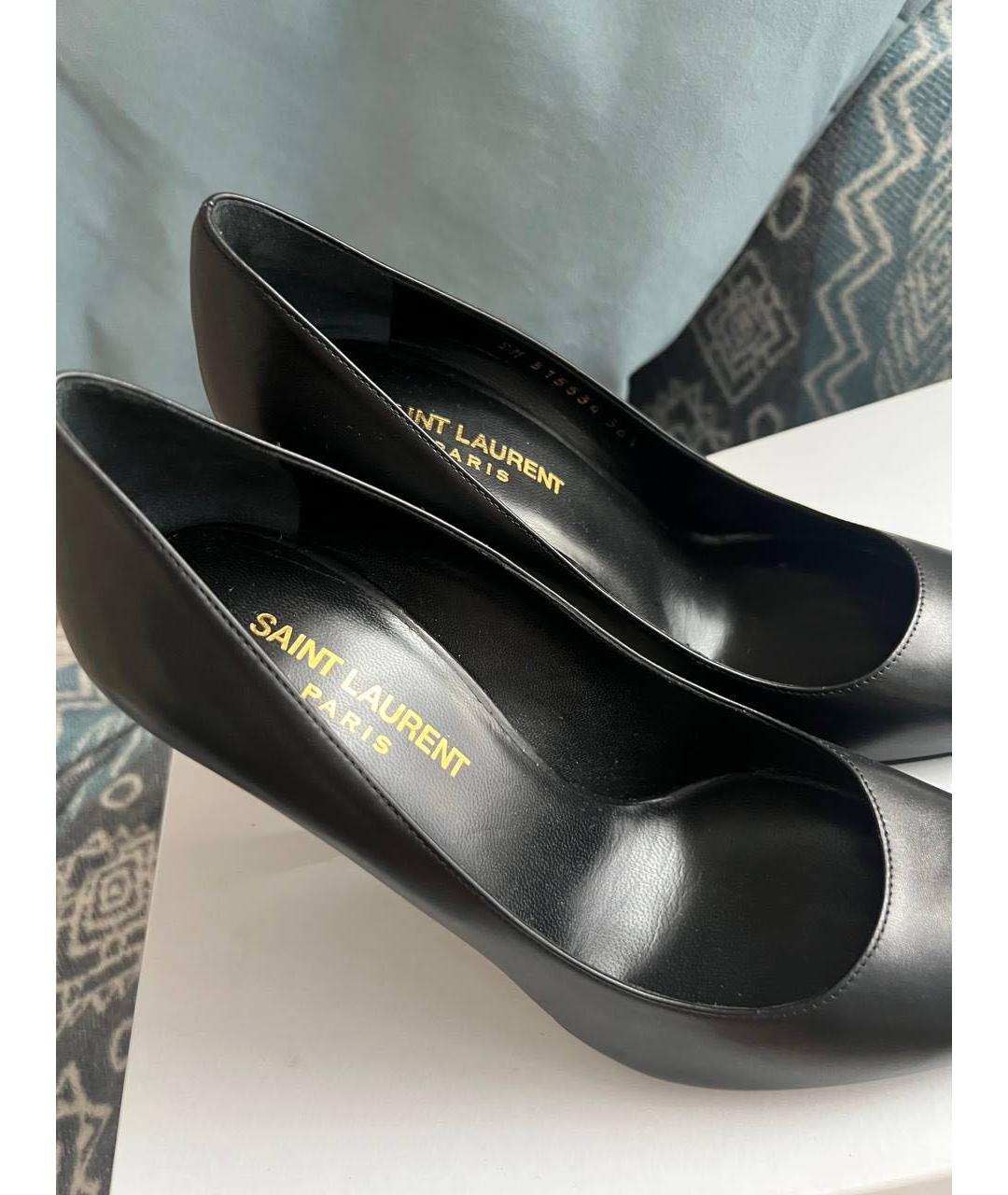 SAINT LAURENT Черные кожаные туфли, фото 2