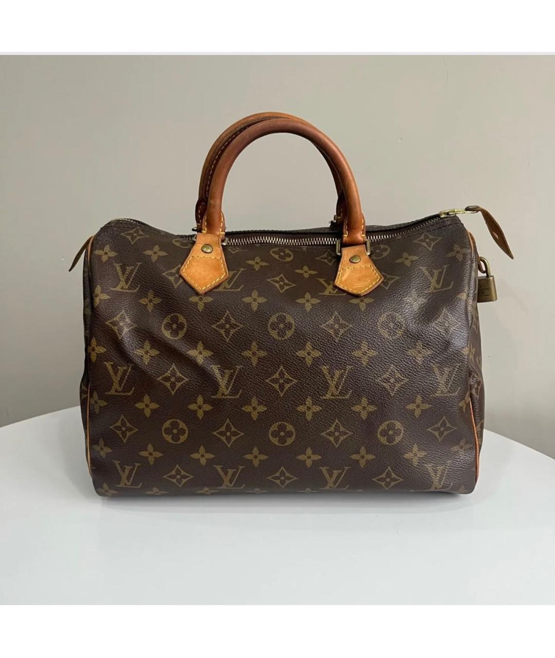 LOUIS VUITTON Коричневая сумка с короткими ручками из искусственной кожи, фото 7