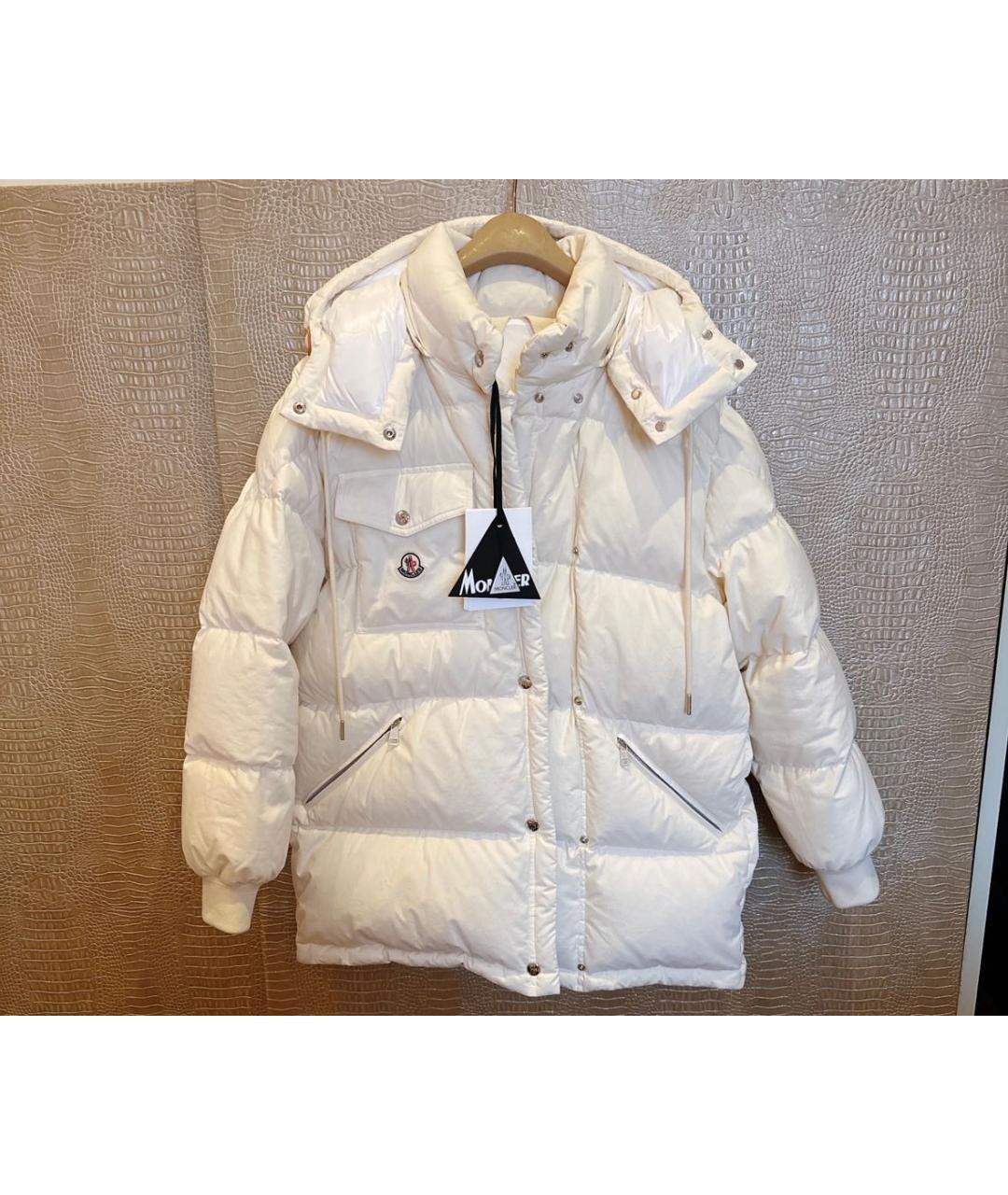 MONCLER Белый хлопковый пуховик, фото 9