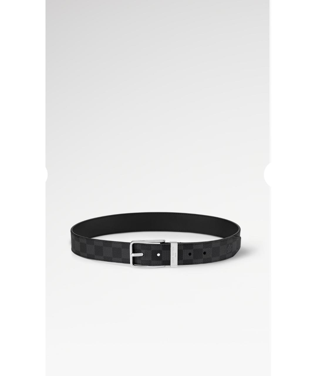 LOUIS VUITTON Черный кожаный ремень, фото 6