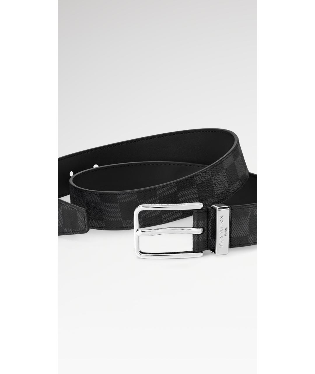 LOUIS VUITTON Черный кожаный ремень, фото 3
