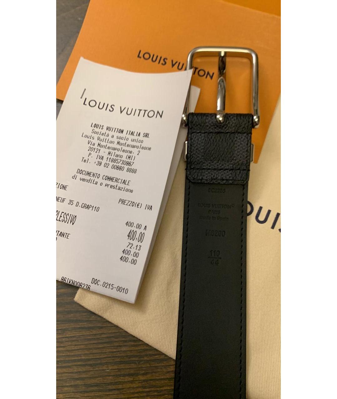 LOUIS VUITTON Черный кожаный ремень, фото 4