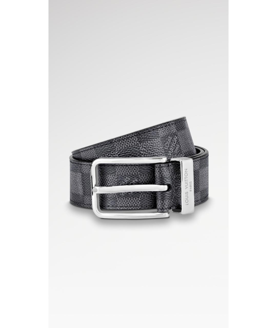 LOUIS VUITTON Черный кожаный ремень, фото 2