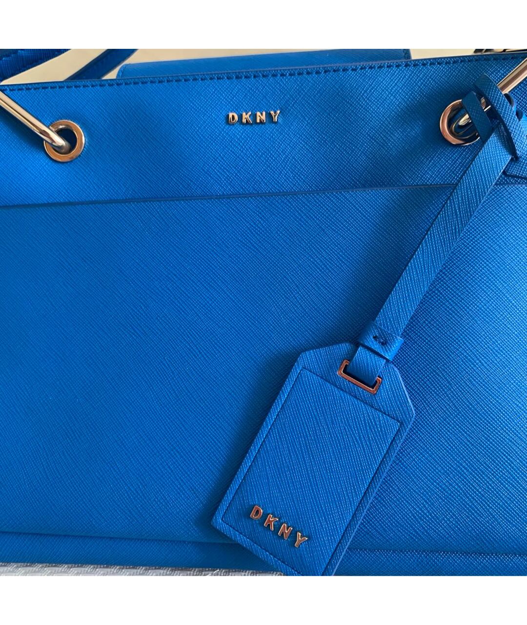 DKNY Синяя кожаная сумка тоут, фото 6