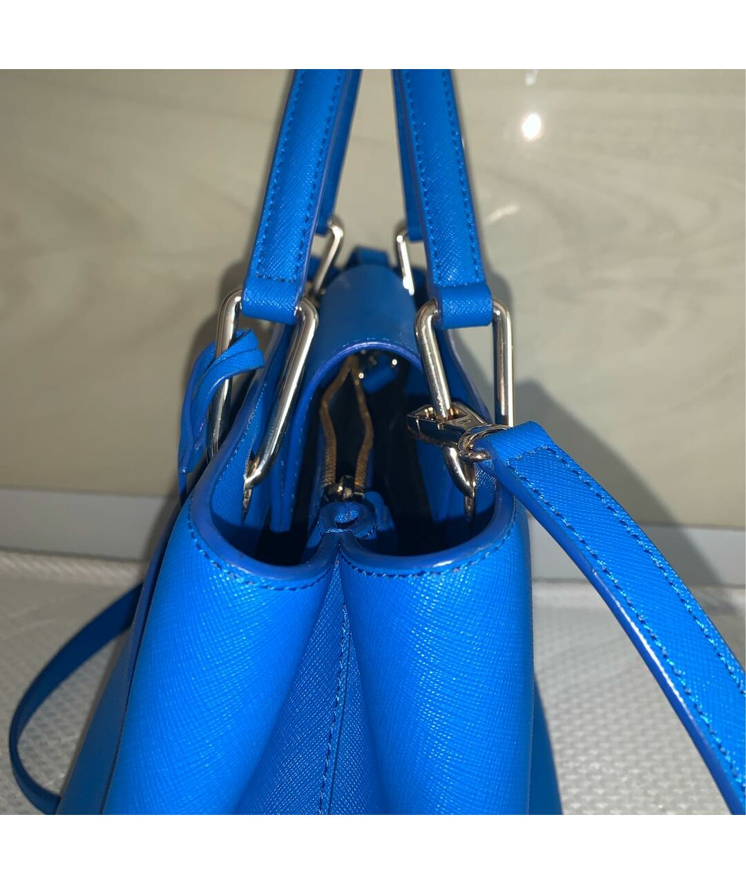 DKNY Синяя кожаная сумка тоут, фото 5
