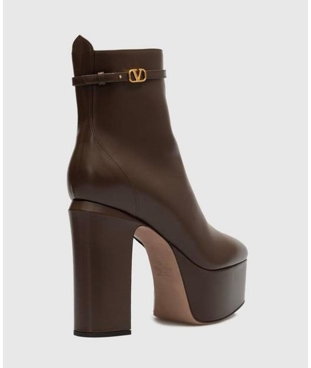 VALENTINO Коричневые кожаные ботильоны, фото 3
