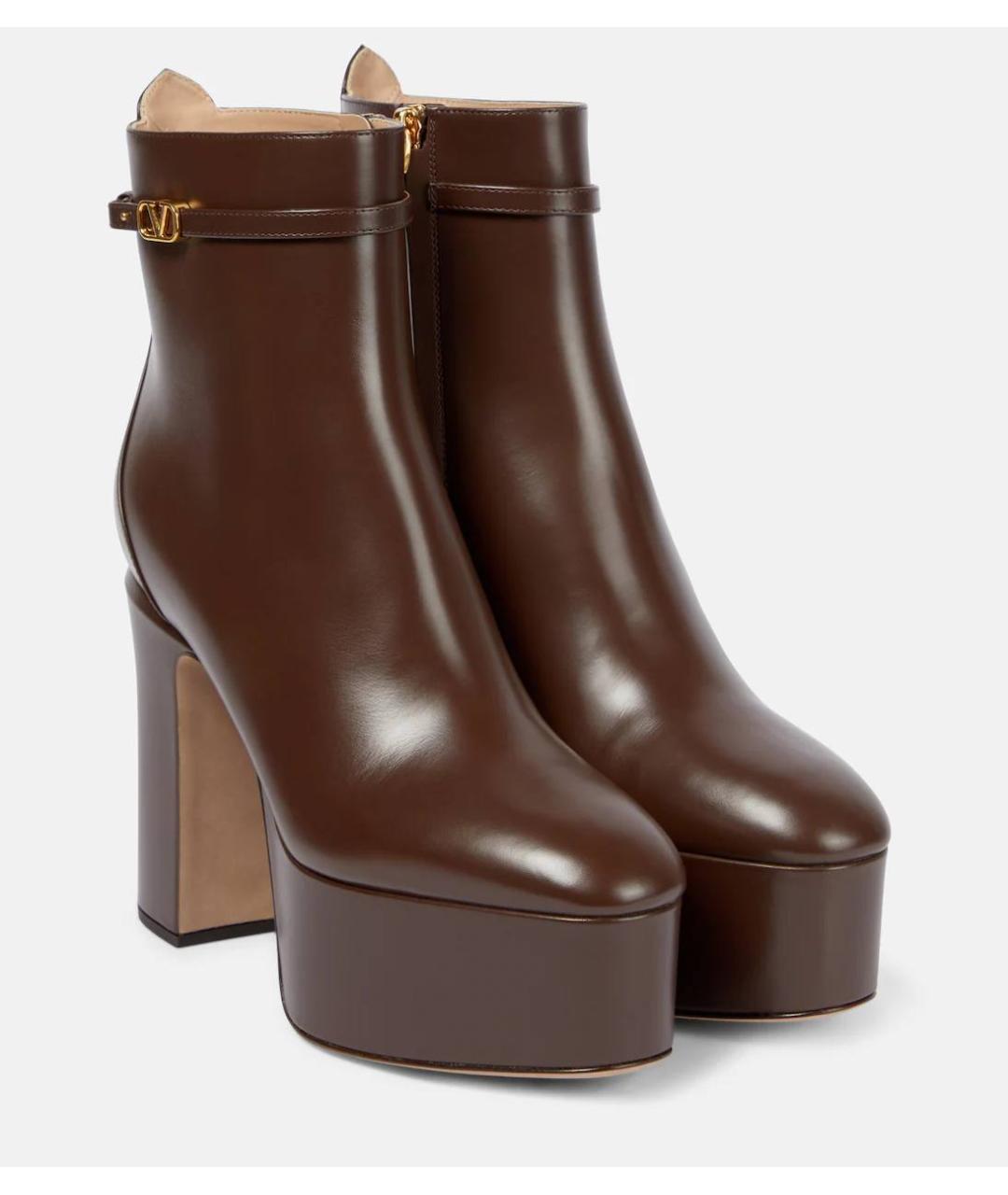 VALENTINO Коричневые кожаные ботильоны, фото 2