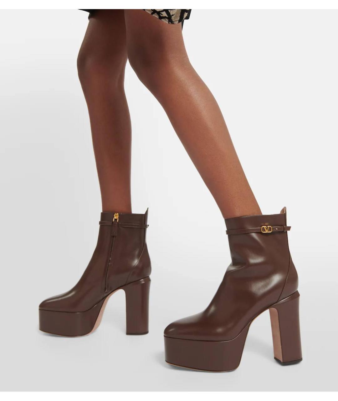 VALENTINO Коричневые кожаные ботильоны, фото 4