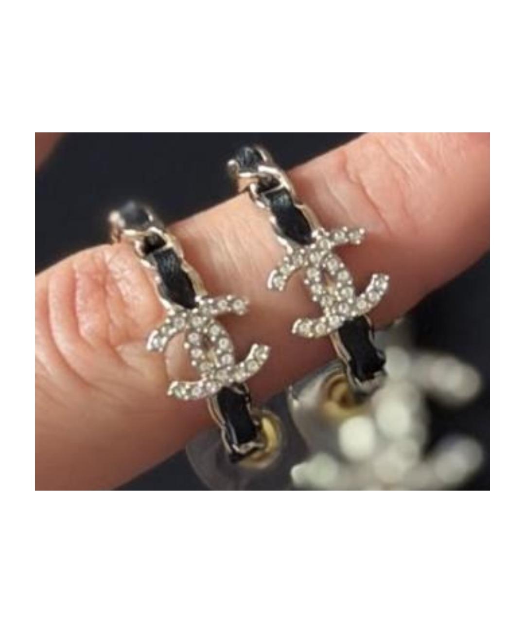 CHANEL Черные металлические серьги, фото 9