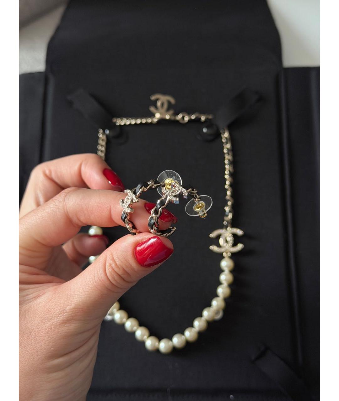 CHANEL Черные металлические серьги, фото 3