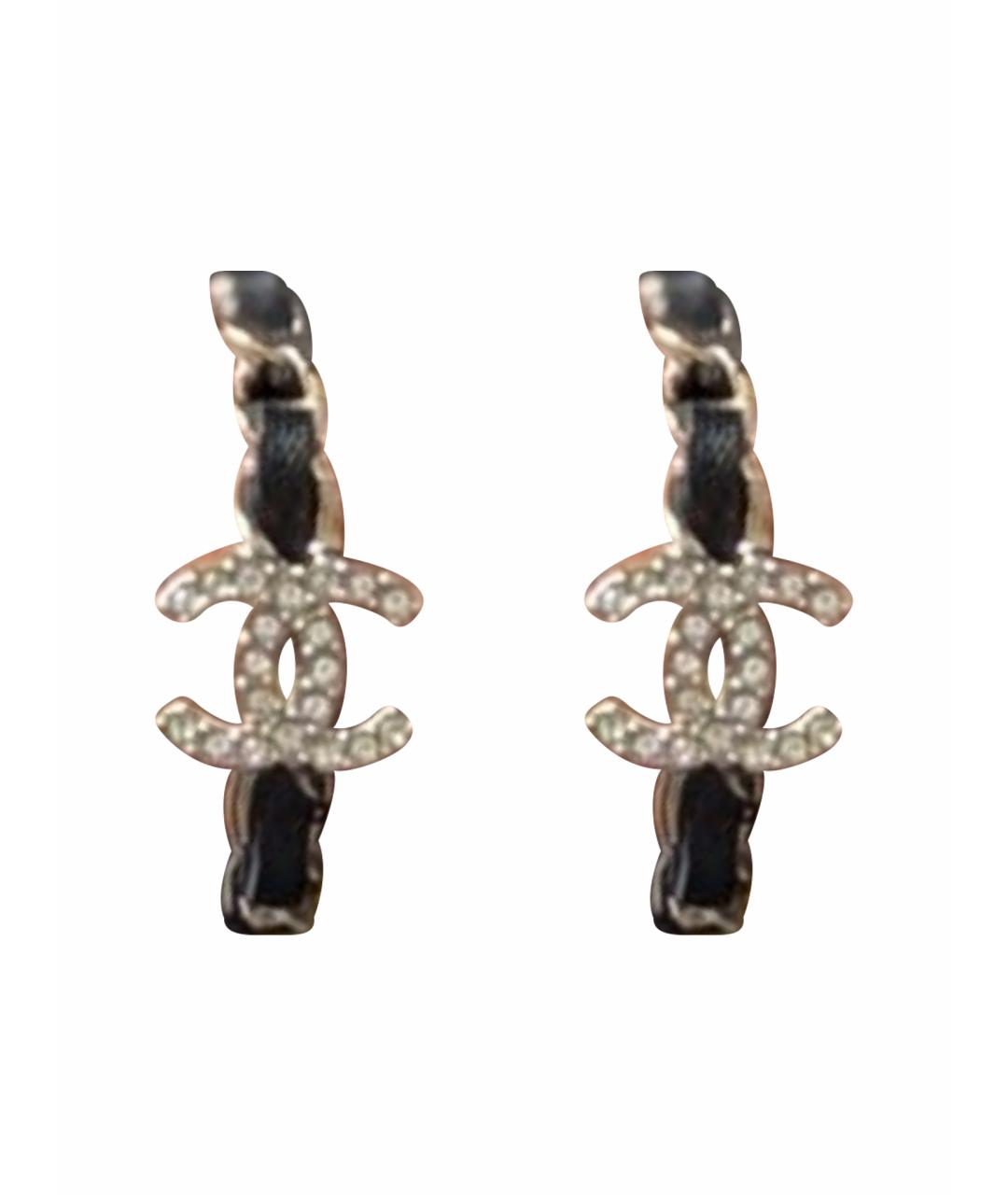 CHANEL Черные металлические серьги, фото 1