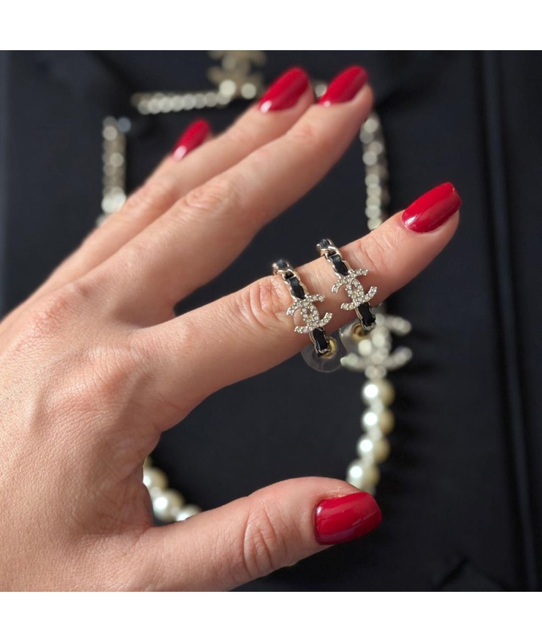 CHANEL Черные металлические серьги, фото 8