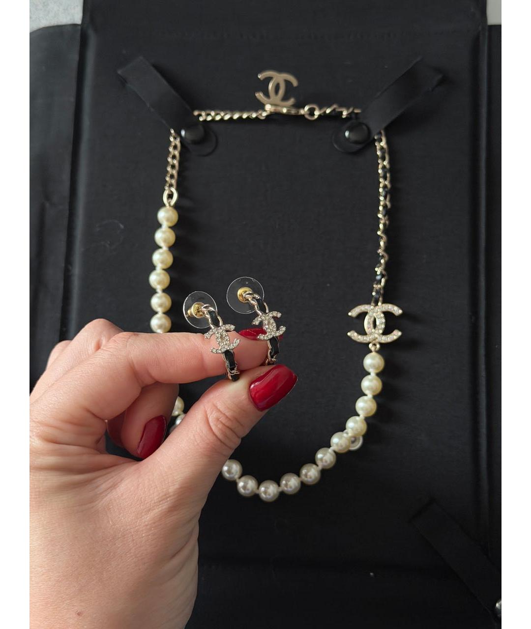 CHANEL Черные металлические серьги, фото 4